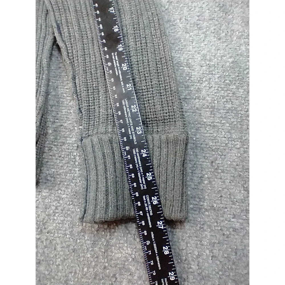 American Eagle Sweater Mens Large Grey Ribbed Knit Cotton Wool Crew Neck